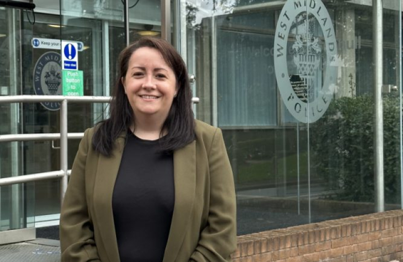 Councillor Samantha Gethen standing outside Solihull Police Station